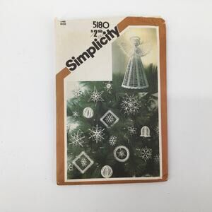 Simplicity Pattern 5180 Crochet Christmas Ornaments Angel Tree Topper UNCUT